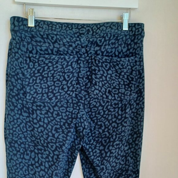 Spanx Animal Print Jeggings Blue Black Leopard Cheetah Print Stretch Pull On Lrg - Picture 5 of 10